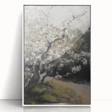 Framed acrylic artwork displaying vibrant abstract floral designs in a modern white frame, ideal for contemporary home decor and wall aesthetics.