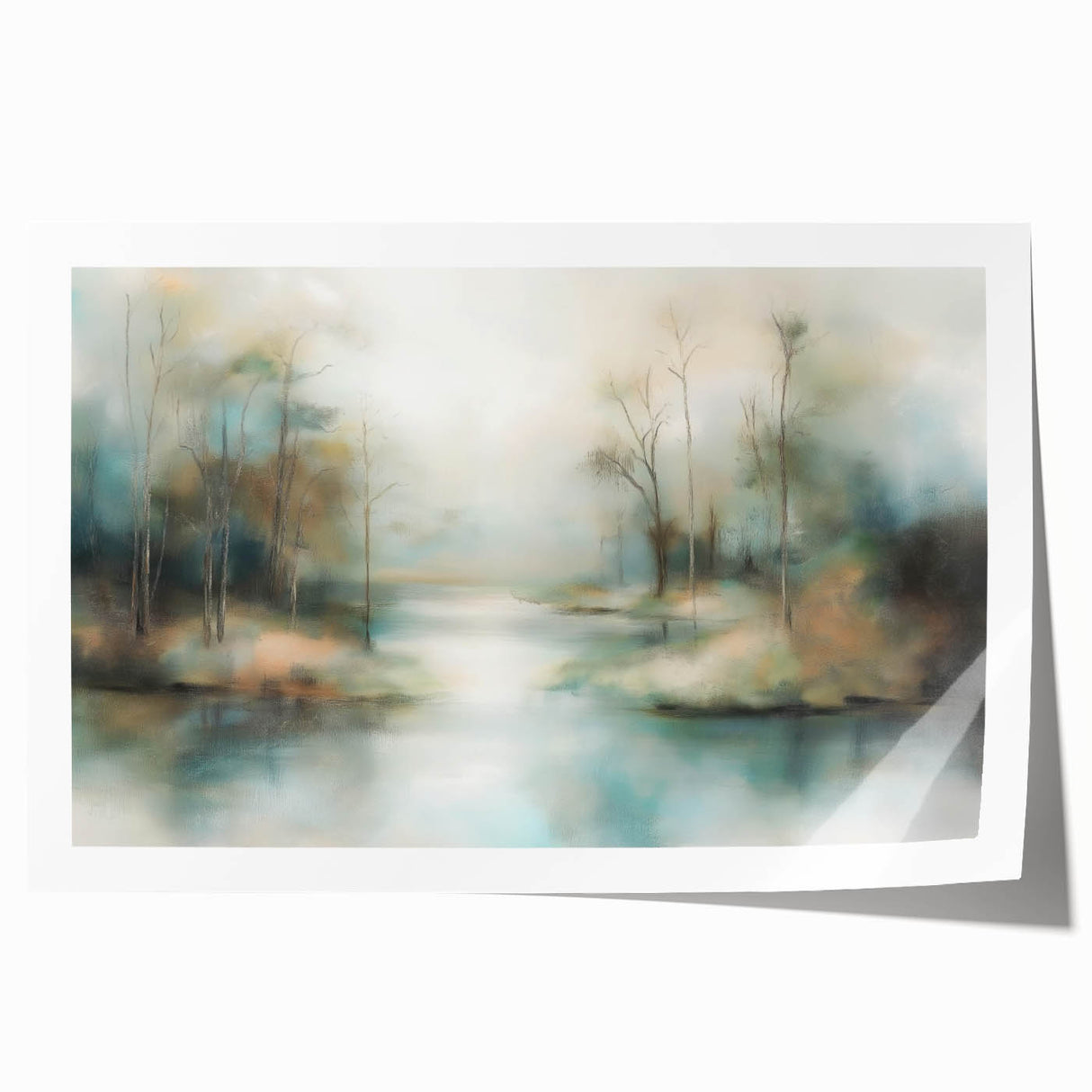 Abstract landscape art print showcasing vibrant colors and fluid shapes, rolled for easy transport, perfect for modern home décor. Ideal for art enthusiasts seeking a unique wall accent.