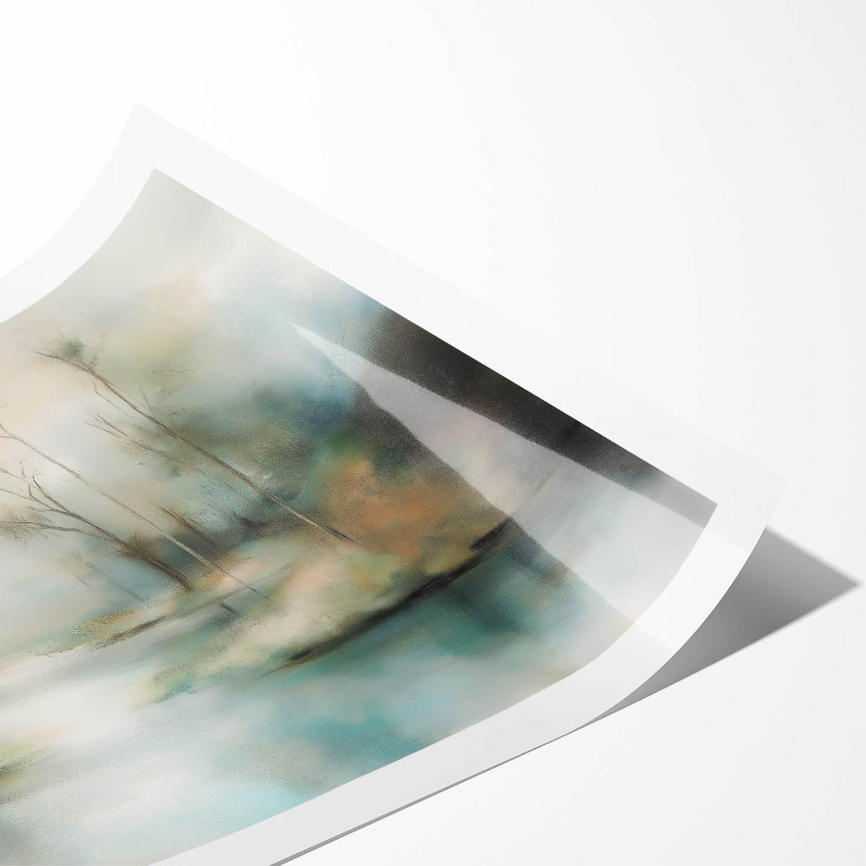 Abstract landscape rolled print showcasing vibrant colors and dynamic shapes, perfect for modern home decor. Packaged securely in a durable cardboard tube for easy shipping.