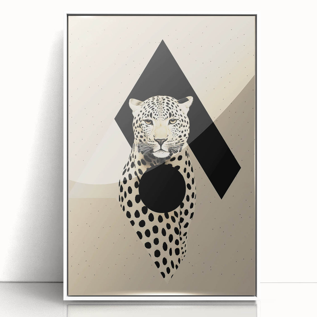 Abstract minimalist wall art framed in acrylic, showcasing a soft white color palette and sleek design, perfect for modern home decor and enhancing interior aesthetics.