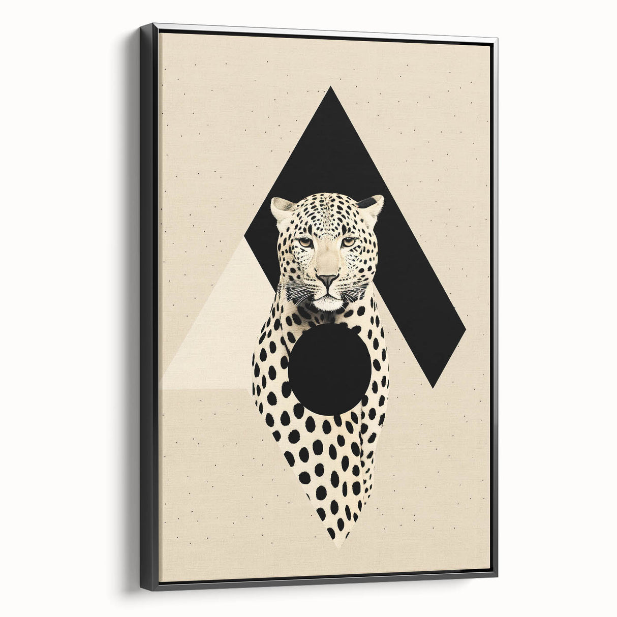 Framed black abstract minimalist wall art with a sleek side view, showcasing smooth lines and modern design elements, perfect for contemporary decor.