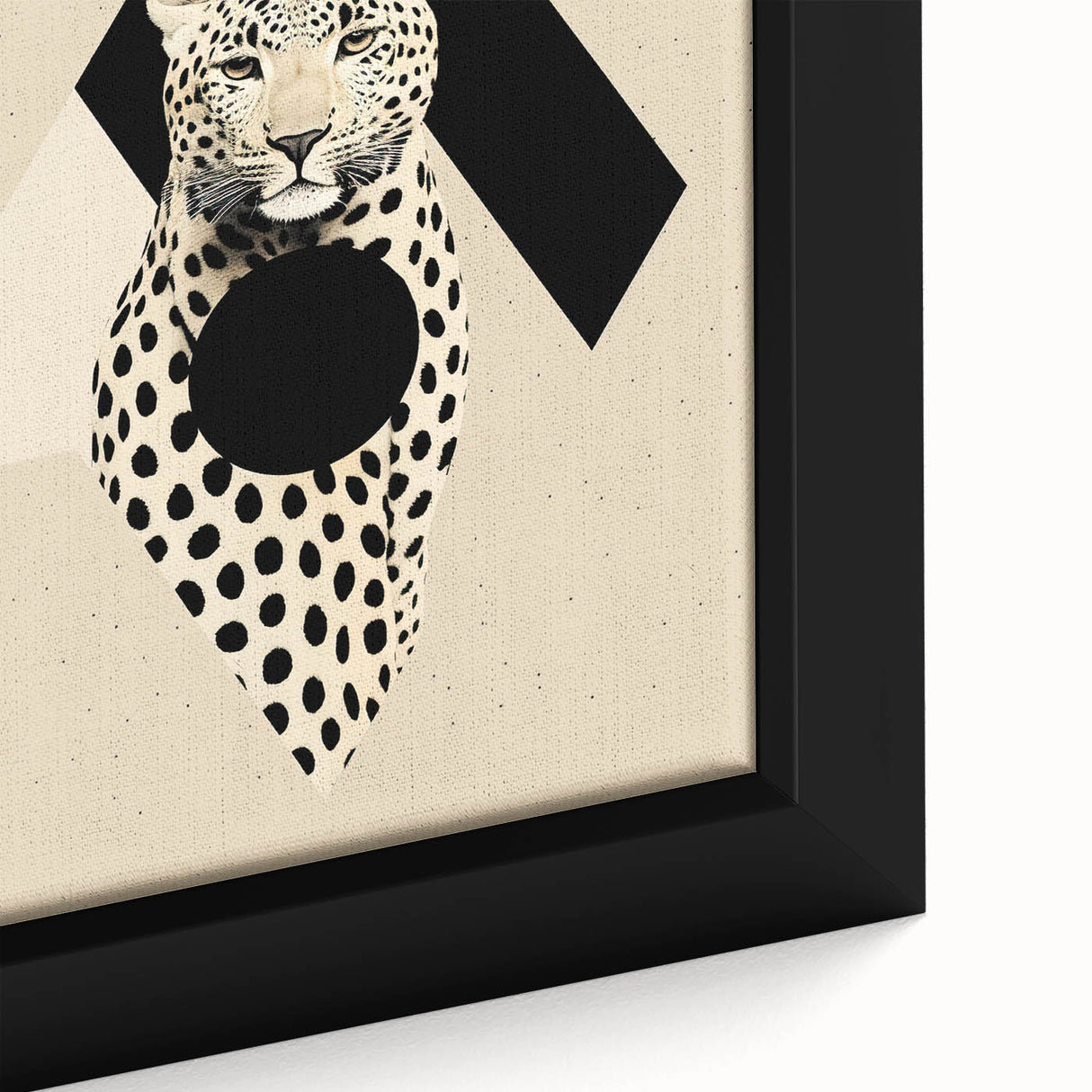 Close-up of a framed abstract minimalist wall art canvas, showcasing soft muted colors and geometric shapes, adding modern elegance to any decor.
