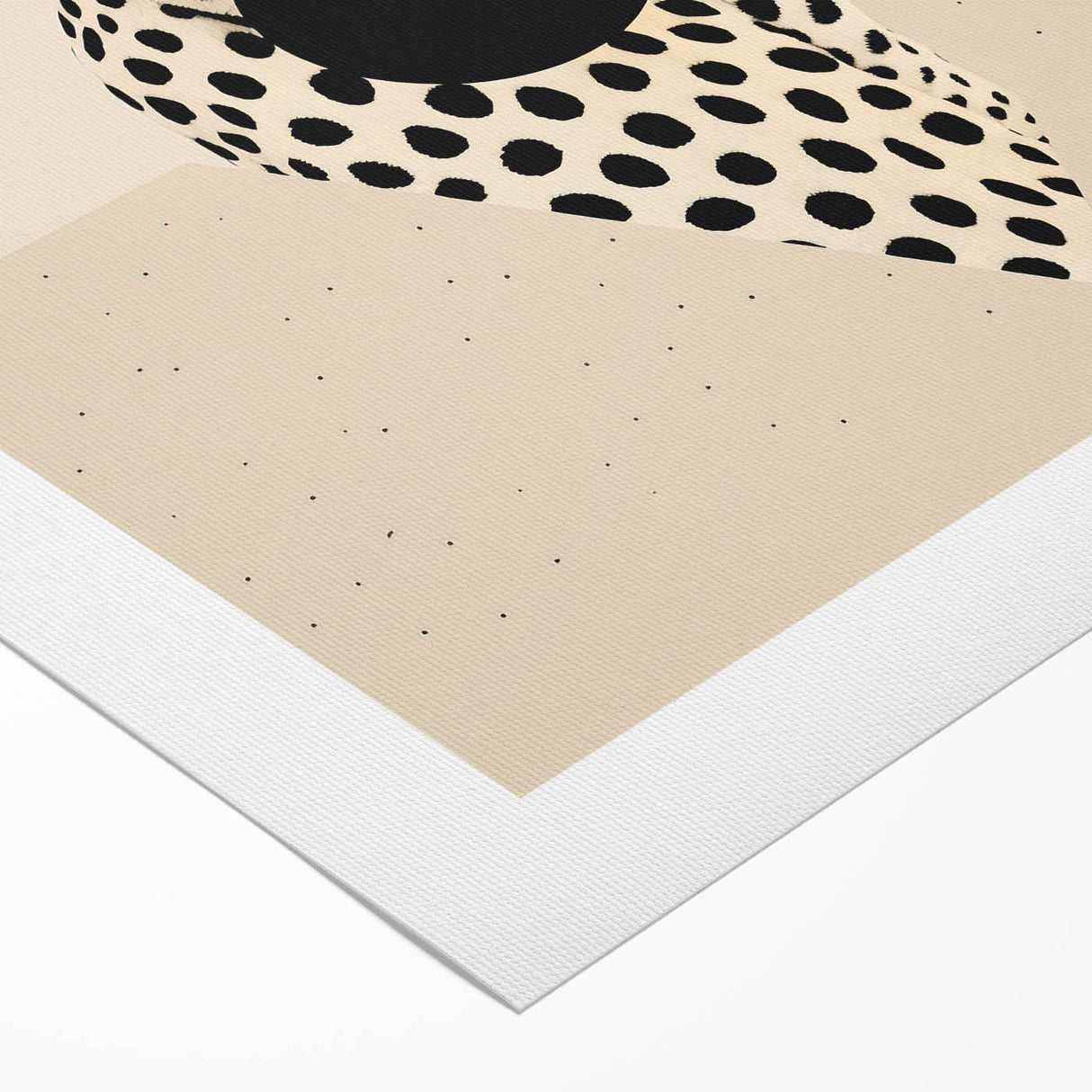 Abstract minimalist wall art on rolled canvas, showcasing soft pastel colors and geometric shapes, ideal for modern home decor. Packaged securely in a cardboard tube for easy transport.