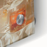 Large abstract wall art on acrylic glass featuring mid-century modernist designs in muted earth tones.