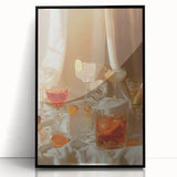 Large abstract wall art featuring mid-century modernist style in vibrant colors on a framed acrylic.