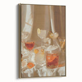 Vintage poster art of a landscape painting on framed canvas, featuring black and gold tones, ideal for bedroom wall decor.