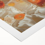 Art deco poster featuring stylized food and drink motifs in muted gold and black, ideal for dining room wall art.