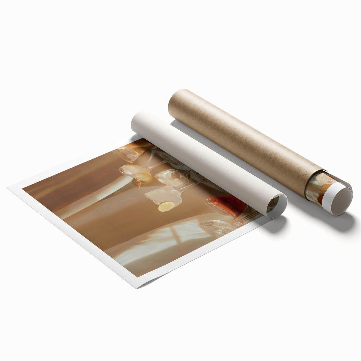 Extra large rolled print featuring a floral art design in soft pastel shades.