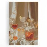 Large black and white stretched canvas of assorted kitchen utensils, ideal for kitchen wall art.