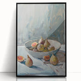 Large abstract wall art featuring assorted fruits in bold colors on a black acrylic frame, suitable for modern kitchen decor.