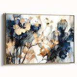 Elegant Navy & Gold Floral Wall Art – Modern Canvas Print