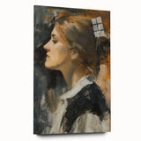 Abstract acrylic artwork depicting a colorful figurative design on glass, showcasing vibrant hues and intricate patterns in a modern side view without pins, ideal for contemporary decor.