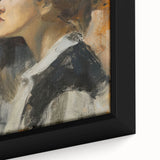 Close-up of an abstract figurative framed canvas artwork showcasing vibrant colors and intricate patterns, perfect for modern home decor and artistic expression.