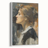Framed abstract figurative canvas artwork showcasing a modern design with a white side view, perfect for contemporary home decor and artistic expression.