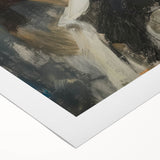 Abstract figurative wall art canvas showcasing bold colors and dynamic shapes, rolled securely in a protective cardboard tube for easy transport and display.