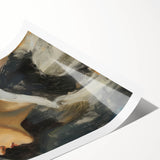 Abstract figurative art print showcasing vibrant colors and dynamic shapes, ideal for modern decor, rolled and securely packaged in a protective tube.