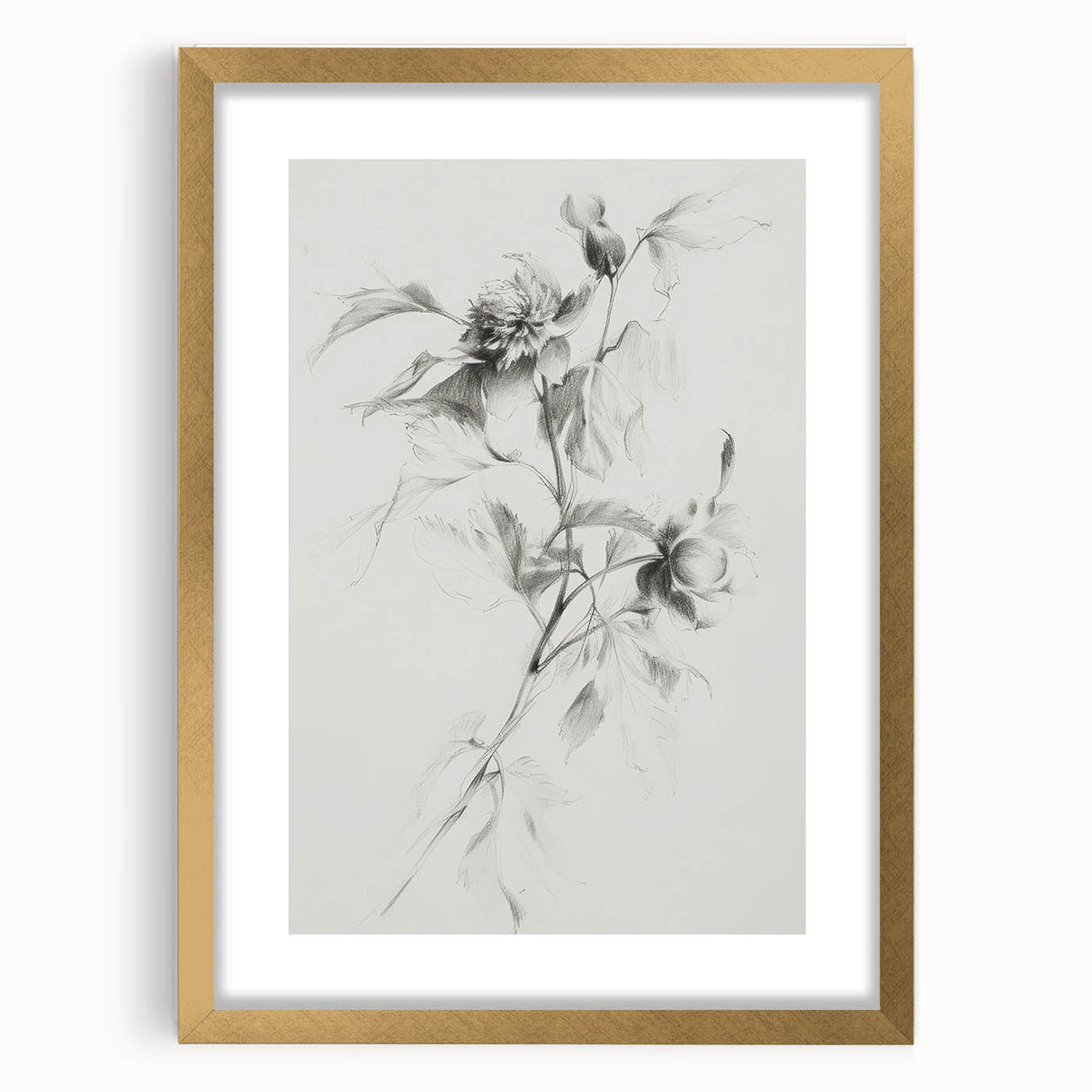 Abstract floral artwork framed in gold, showcasing vibrant colors and intricate details, perfect for enhancing home decor in a stylish setting.