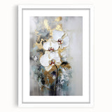 Abstract floral design framed in a white mat, showcasing vibrant colors and intricate patterns, ideal for home decor or artistic displays, enhancing any space.