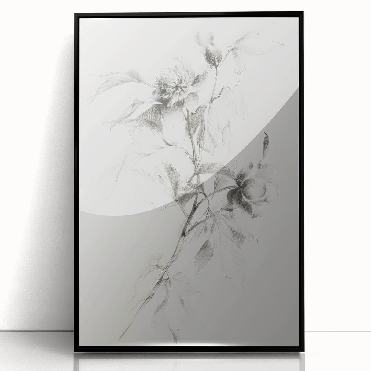 Framed acrylic artwork featuring an abstract floral design in vibrant colors, set against a sleek black frame, ideal for modern home decor.