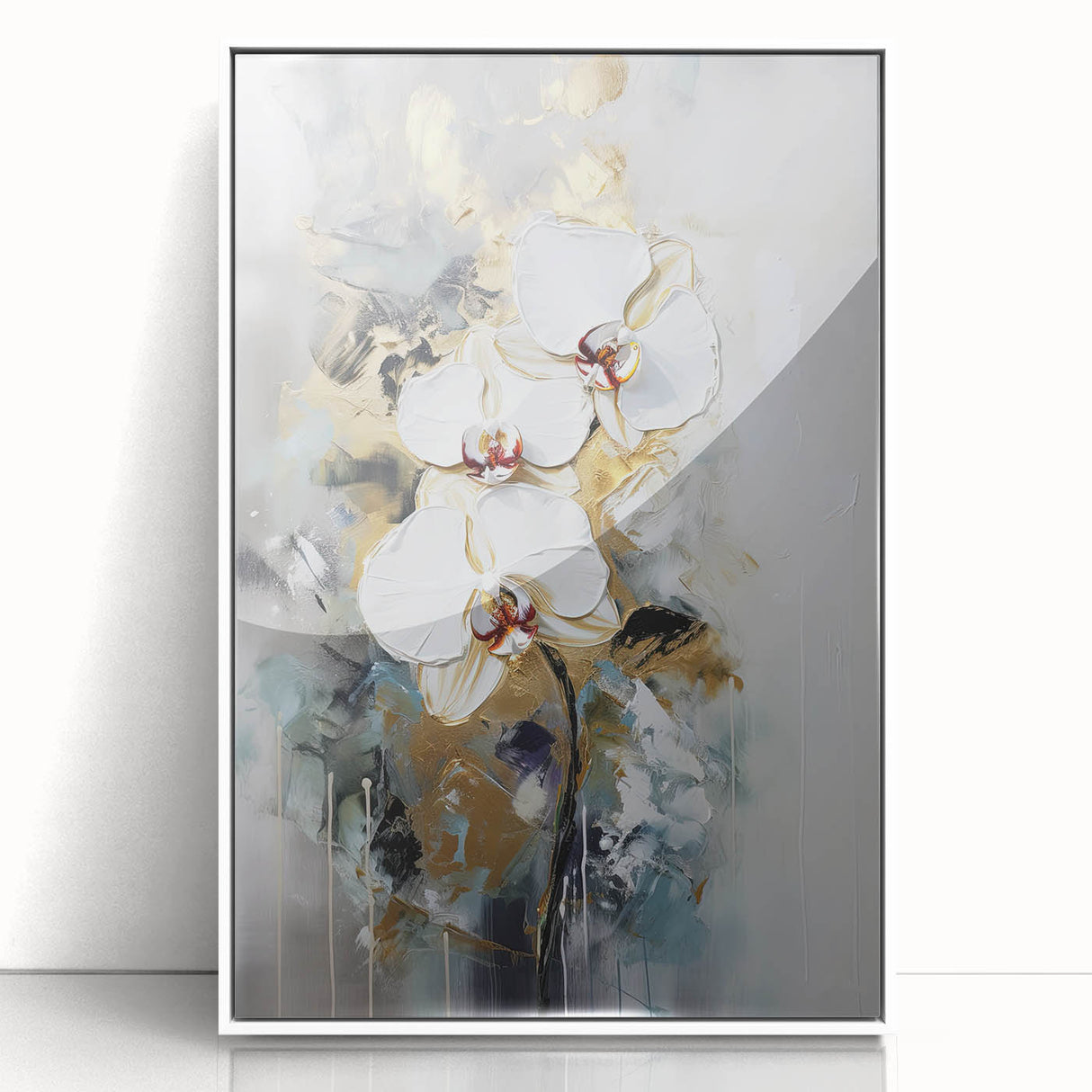 Framed acrylic artwork showcasing a vibrant abstract floral design with soft pastel colors, ideal for modern home decor, enhancing elegance and style.