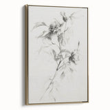 Framed canvas art showcasing abstract floral designs in vibrant colors, featuring a gold frame and a side view highlighting its elegant finish and texture. Ideal for modern home decor.