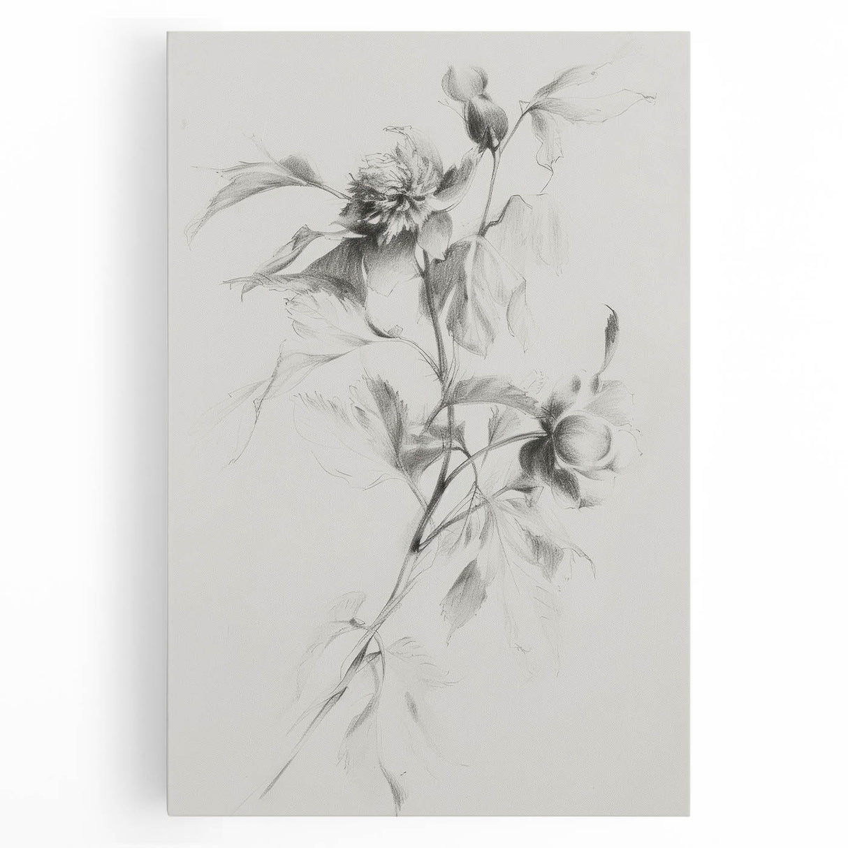 Colorful abstract floral canvas art featuring vibrant hues of pink, blue, and green, elegantly stretched over a wooden frame, perfect for modern home decor.