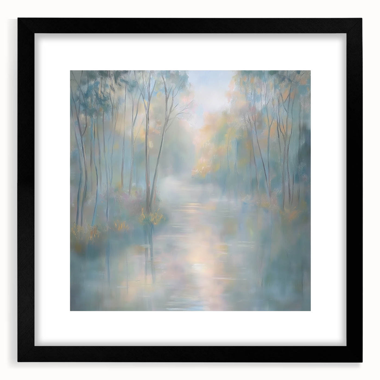 Abstract landscape artwork framed in black, showcasing vibrant colors and dynamic shapes, perfect for modern home decor. Ideal for enhancing living spaces with artistic flair.