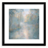 Abstract landscape artwork framed in black, showcasing vibrant colors and dynamic shapes, perfect for modern home decor. Ideal for enhancing living spaces with artistic flair.