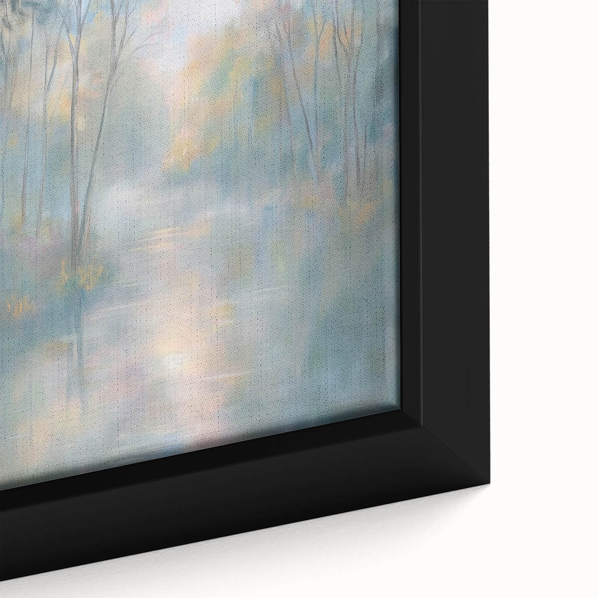 Close-up of an abstract landscape framed canvas art piece, showcasing vibrant colors and intricate textures, perfect for modern home decor and artistic expression.