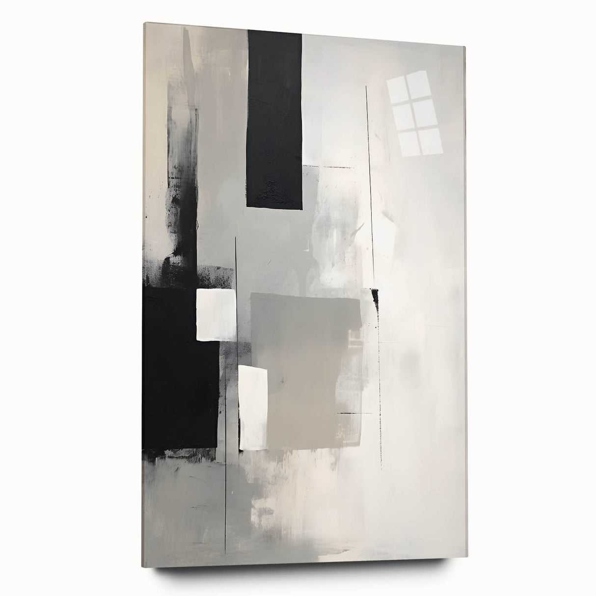 Abstract minimalist wall art piece displayed in a side view, showcasing vibrant colors and smooth acrylic glass finish, perfect for modern decor.