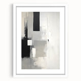 Abstract minimalist wall art framed in white, showcasing a sleek design with a mat, ideal for modern home decor. Perfect for enhancing contemporary spaces.