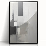 Framed acrylic wall art featuring a minimalist abstract design in black, elegantly displayed from the front, perfect for modern home decor.