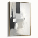 Framed abstract minimalist wall art showcasing a gold design on a textured canvas, viewed from the side, perfect for contemporary decor. Ideal for modern living spaces.