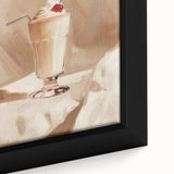 Extra large framed canvas featuring textured, colorful art of various foods and drinks on a black background.