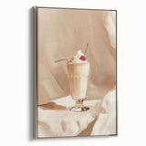 Landscape art painting featuring colorful vintage poster art on framed canvas.