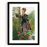 Classical Realism Painting - Woman in Garden Realistic Wall Art