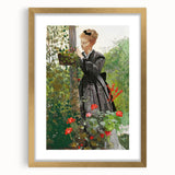 Classical Realism Painting - Woman in Garden Realistic Wall Art
