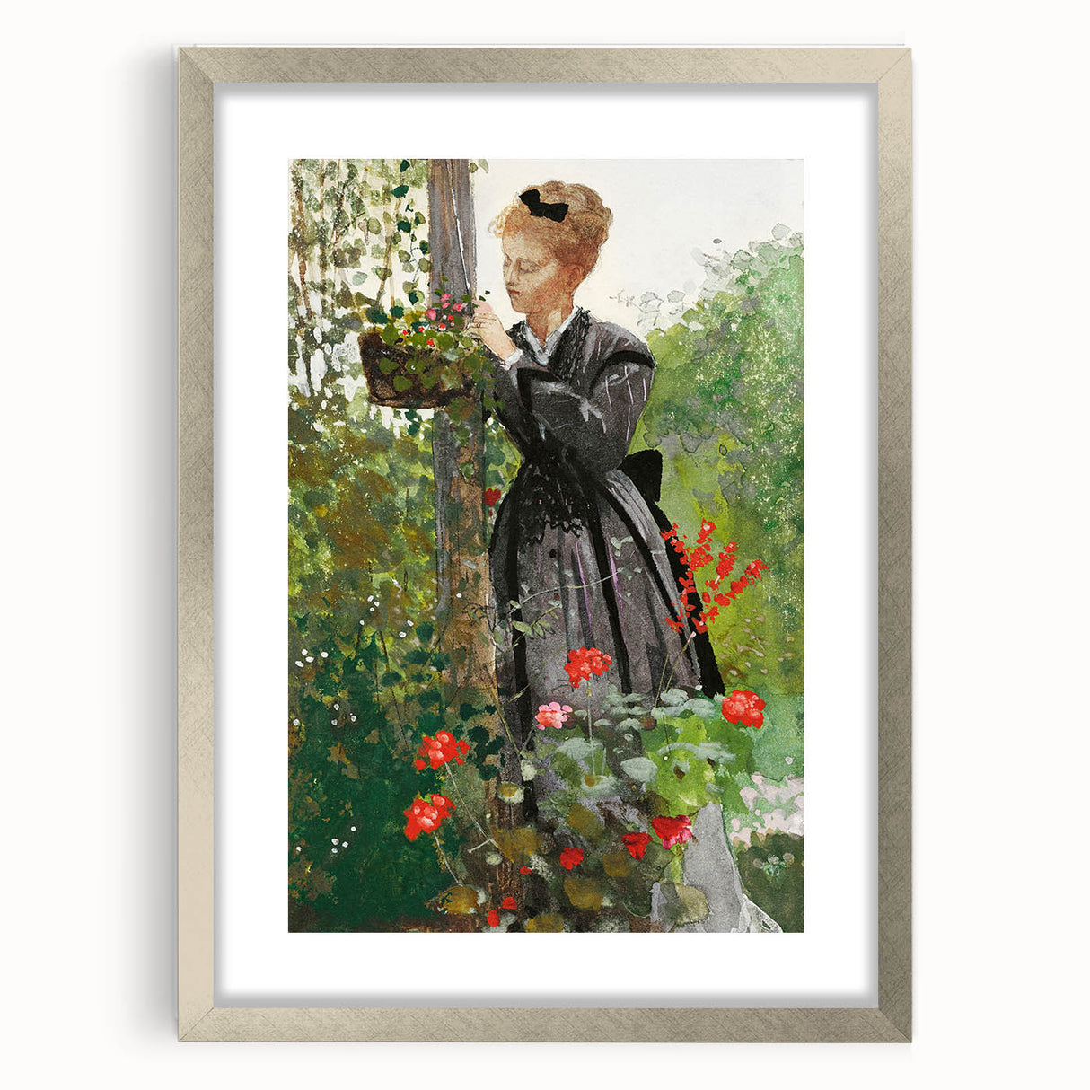 Classical Realism Painting - Woman in Garden Realistic Wall Art