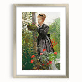 Classical Realism Painting - Woman in Garden Realistic Wall Art