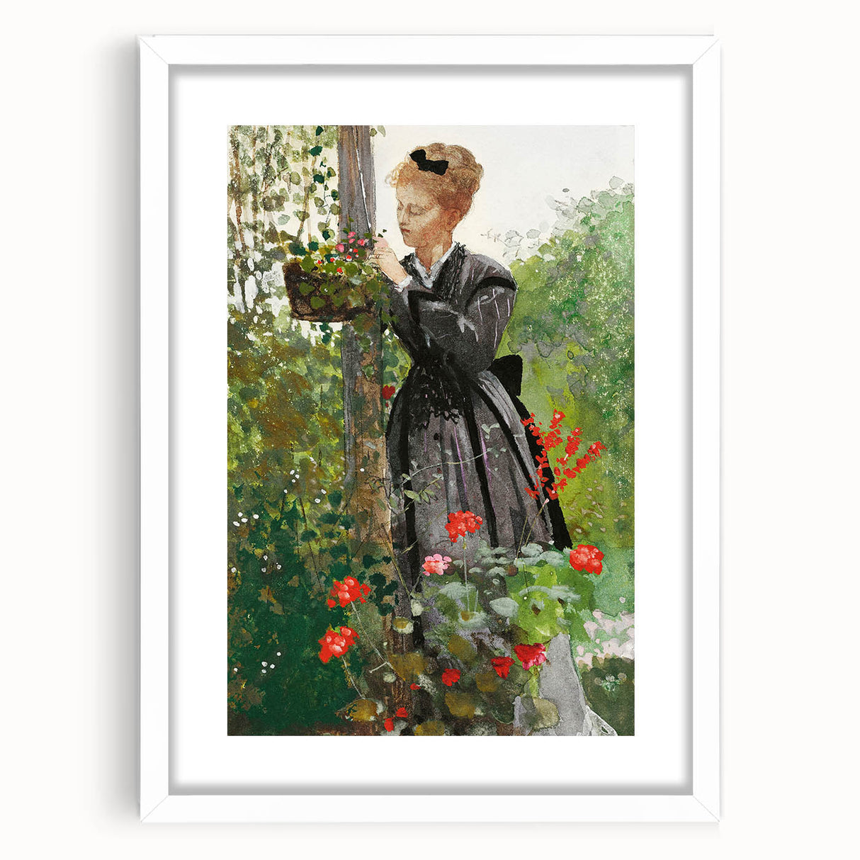 Classical Realism Painting - Woman in Garden Realistic Wall Art