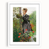 Classical Realism Painting - Woman in Garden Realistic Wall Art