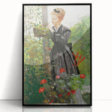 Classical Realism Painting - Woman in Garden Realistic Wall Art