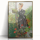 Classical Realism Painting - Woman in Garden Realistic Wall Art