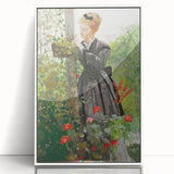 Classical Realism Painting - Woman in Garden Realistic Wall Art