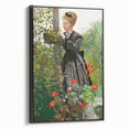 Classical Realism Painting - Woman in Garden Realistic Wall Art