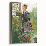 Classical Realism Painting - Woman in Garden Realistic Wall Art