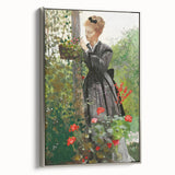Classical Realism Painting - Woman in Garden Realistic Wall Art
