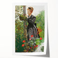 Classical Realism Painting - Woman in Garden Realistic Wall Art