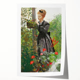 Classical Realism Painting - Woman in Garden Realistic Wall Art