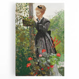 Classical Realism Painting - Woman in Garden Realistic Wall Art